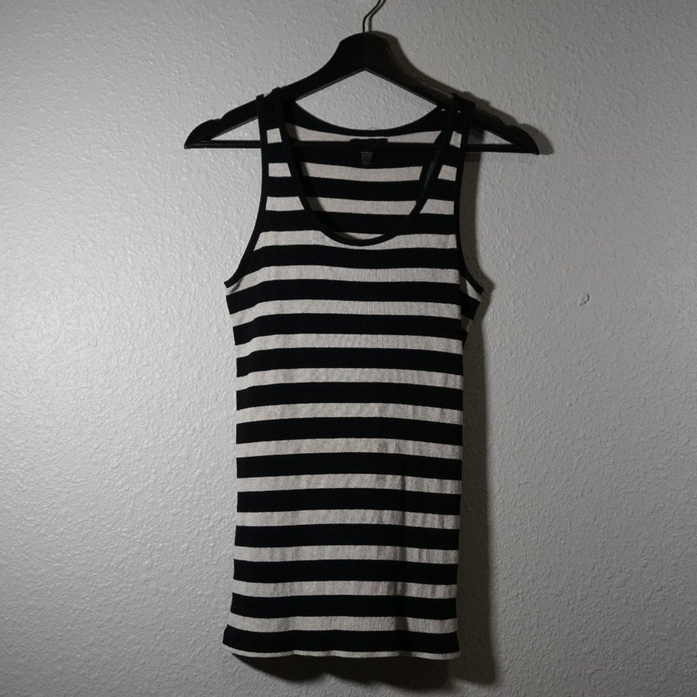 Women's L Active Basic Rib Racerback Oat Black Tank Top - Picture 7 of 7